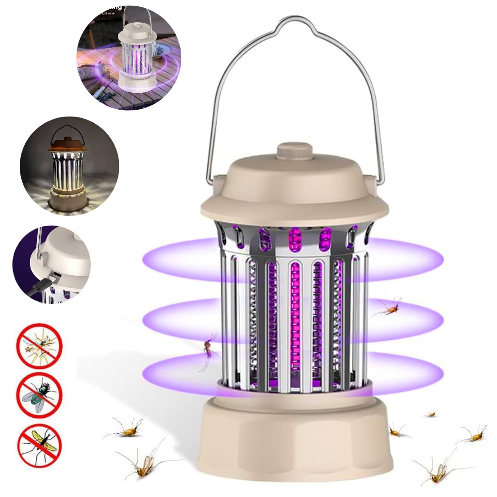 فوانيس مضادة للبعوض ومصابيح تخييم 2 في 1 مع إضاءة UV 62، قابلة للشحن.